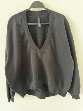 SKIMS Black V-Neck Oversized Sweater